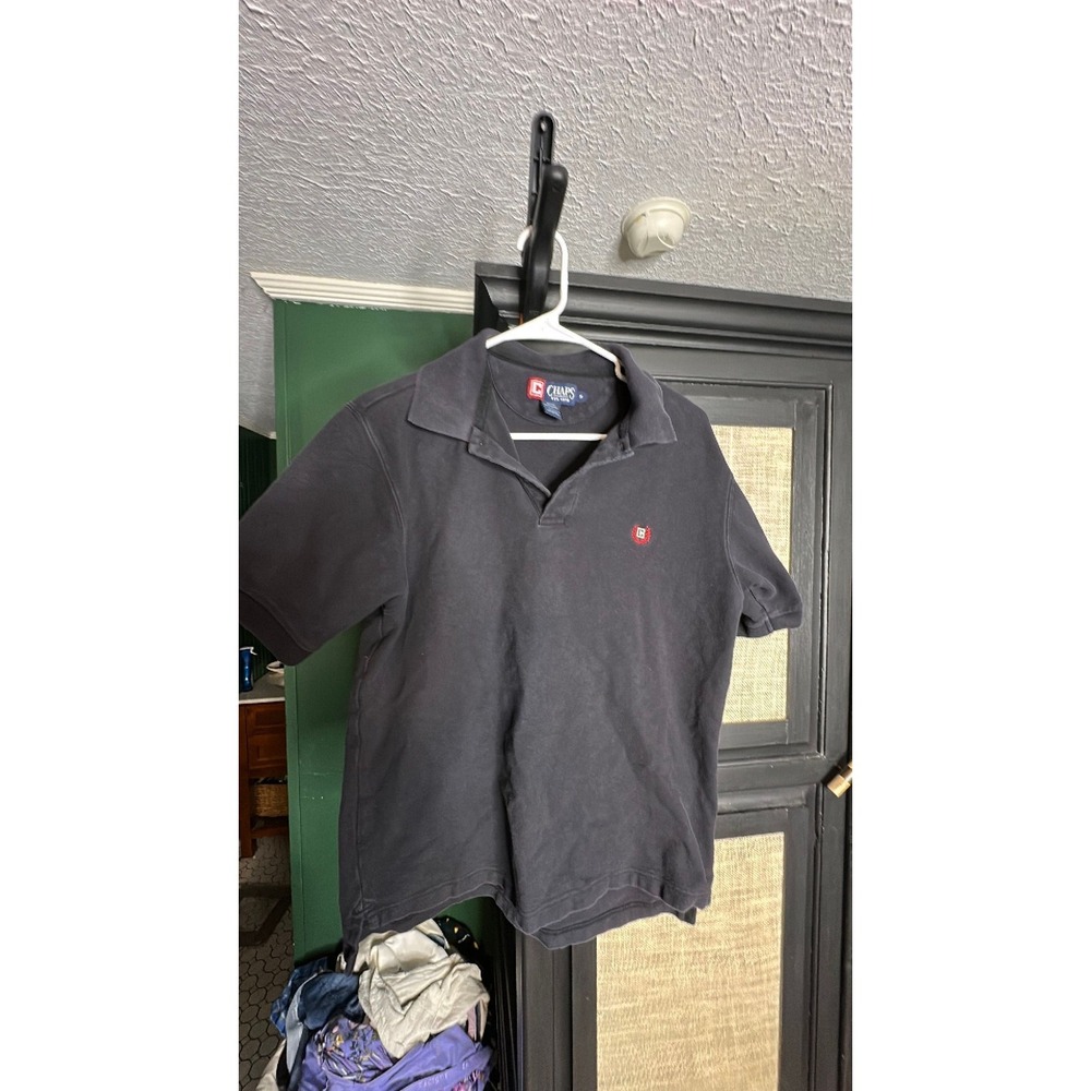 Chaps Black Polo M Short Sleeve Collar Wear 50